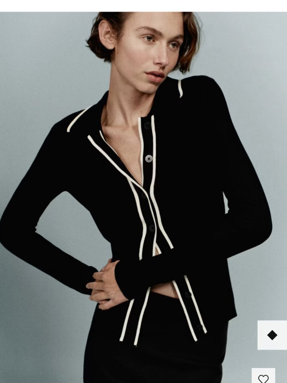 MANGO Contrast Trim Cardigan (Size S)